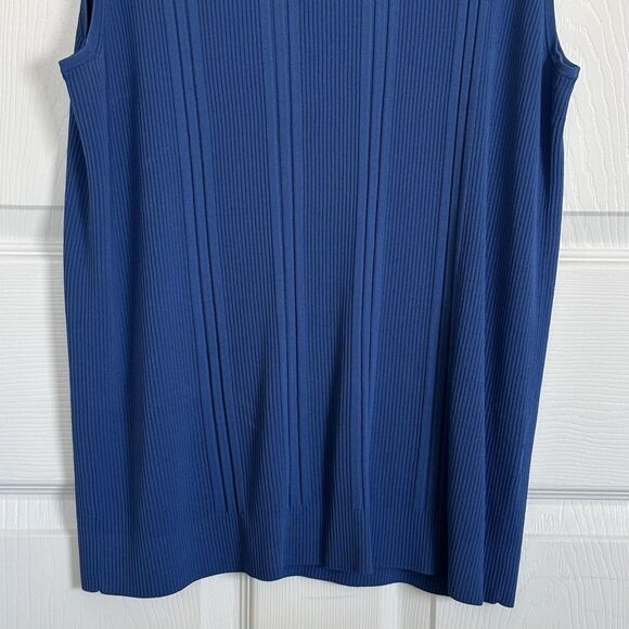 Dressbarn Women's 18/20 Blue Sleeveless Mock Turtleneck, Vertical Ribbing, NEW! - Picture 5 of 11
